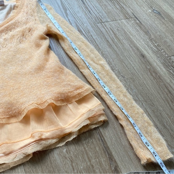 Knitted & Knotted | Anthropologie Alpaca Blend Open Knit Sheer Sleeves Peach - Picture 8 of 12